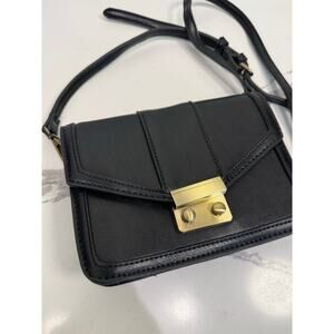 Antik Kraft Faux Leather Purse Gold Lock Crossbody Long Strap Card Wallet Black